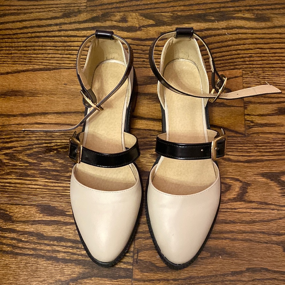 Black and Beige Sandals